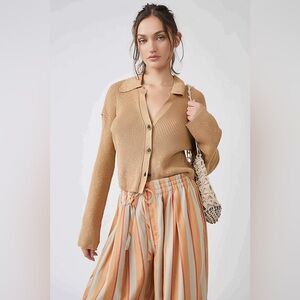 ON HOLD For Catherinejsolorz FREE PEOPLE $98 Ella Button Down Sweater - Coffee